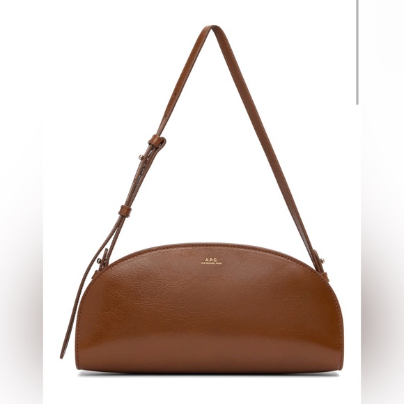 A.P.C. Handbags - NEW - A.P.C. Tan Demi-Lune Shoulder Bag - Coffee